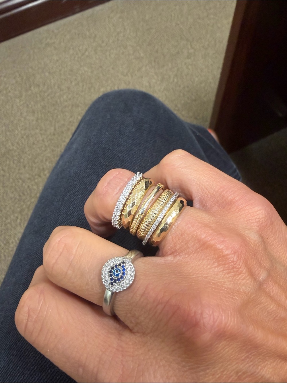 925 Sterling Silver Evil Eye Ring sz 7.25